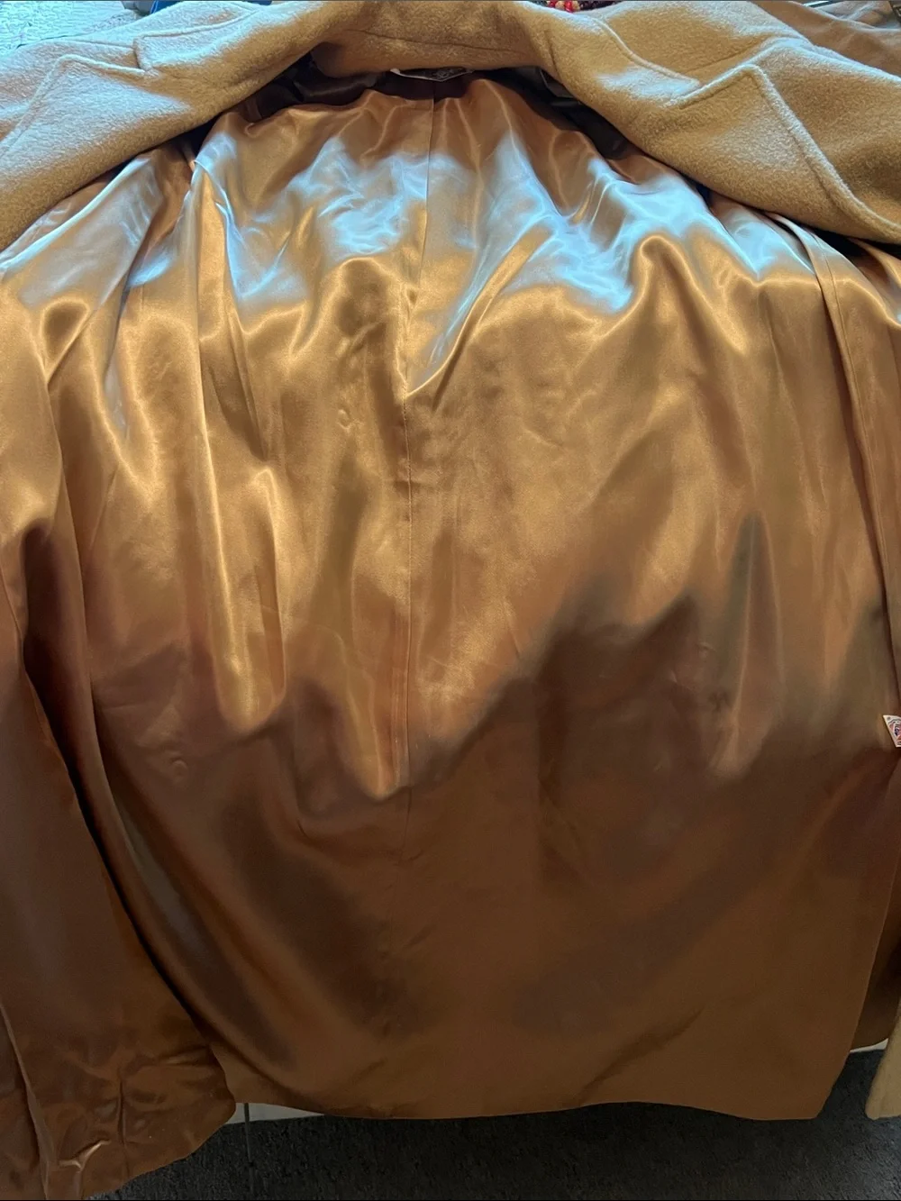 Womens Camel Belted Trench Coat with Notched Collar